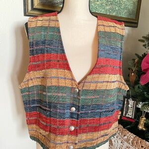 NWT Vintage Roughrider Western Striped Vest